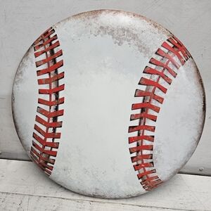 Baseball 14 inch metal wall hanging sign Open Road Brands sports room decor